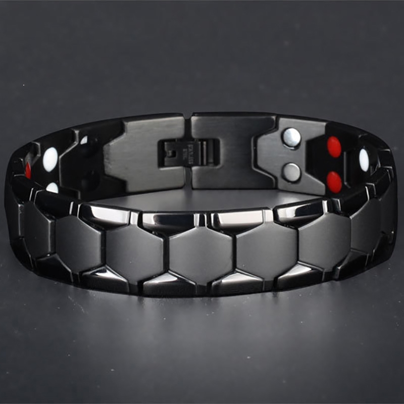 Coordinates Bracelet - Pulseira anti-fadiga masculina, pérolas de hematita