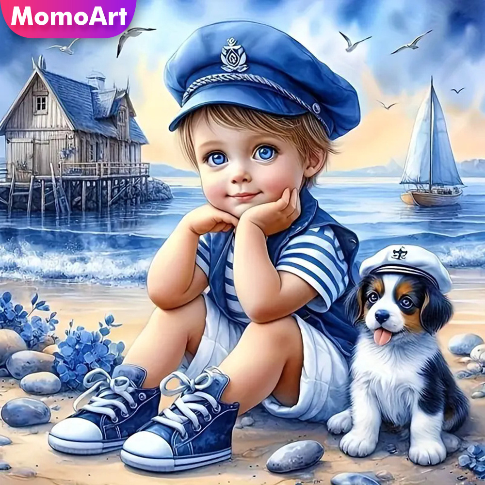 Photo Mosaic Print - Momoart pintura diamante completa criança menino