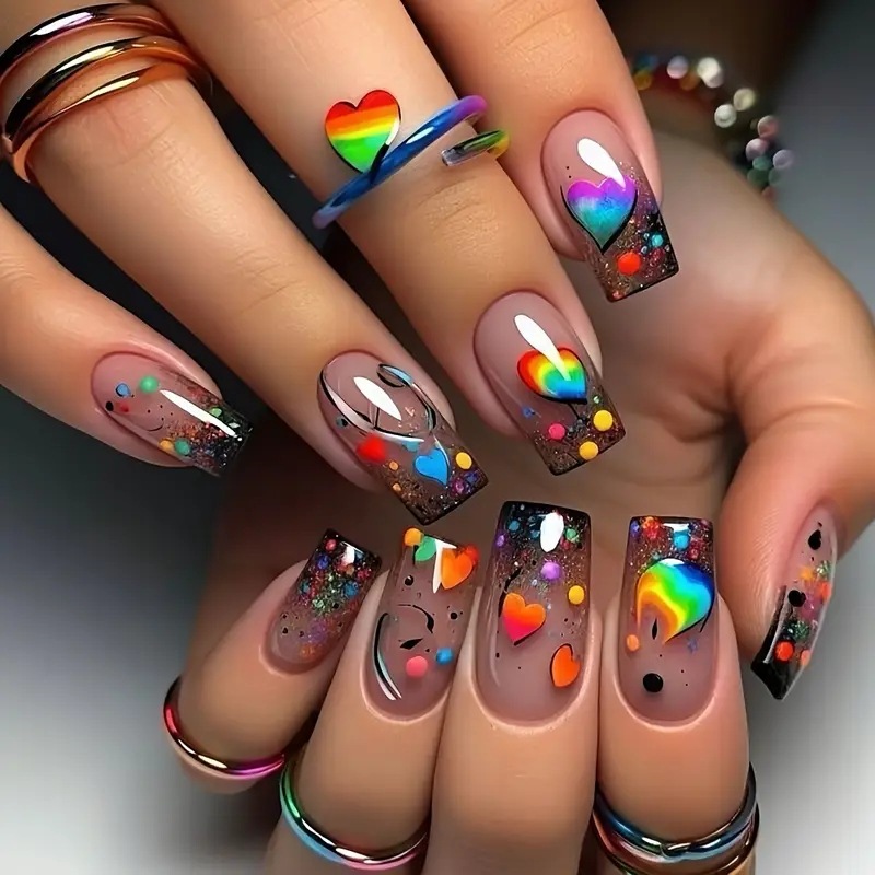 Pressed Flower Art - 24 pçs/set médio longo quadrado unhas
