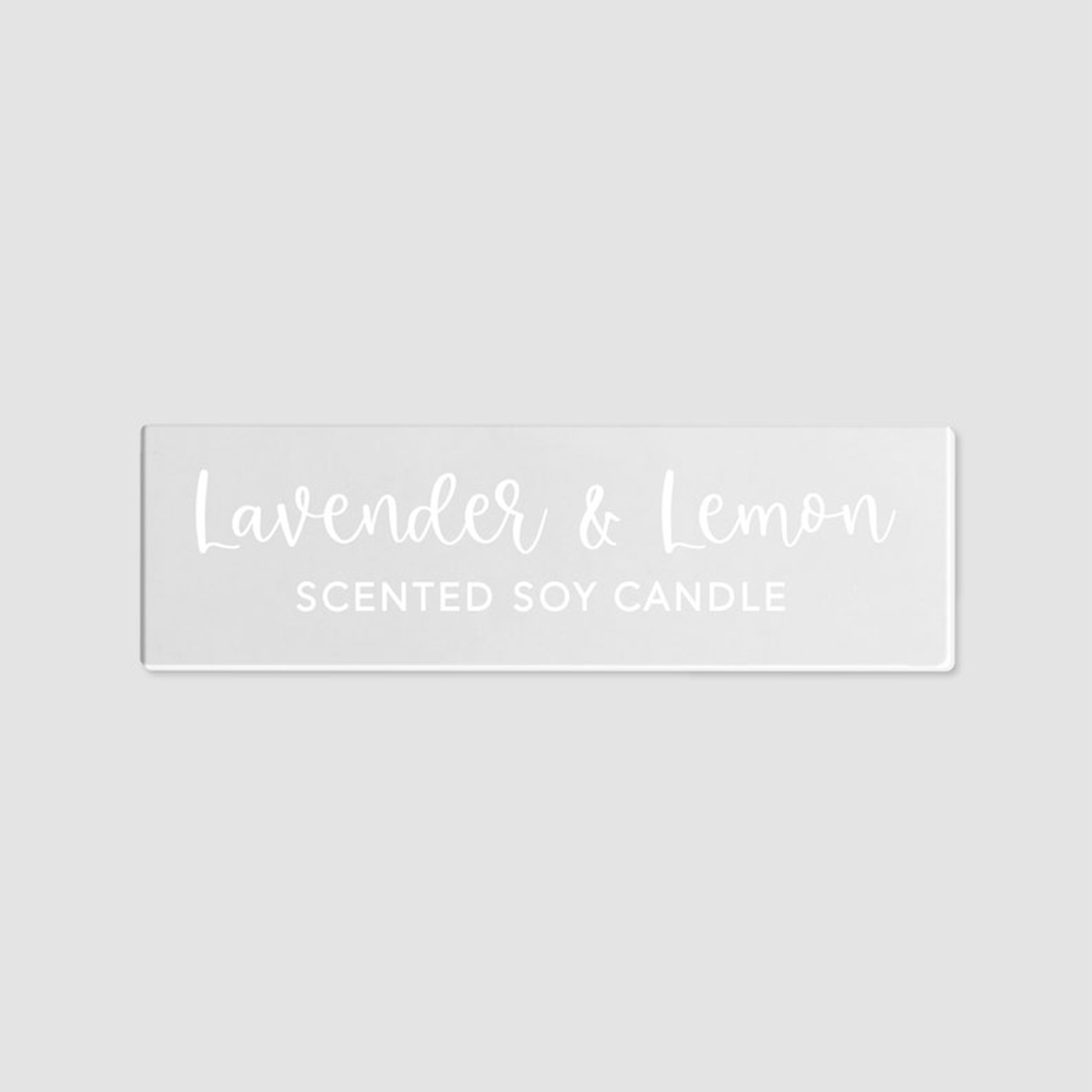 Personalised Candle Label - 50 peças 45x15mm personalizado vela transparente