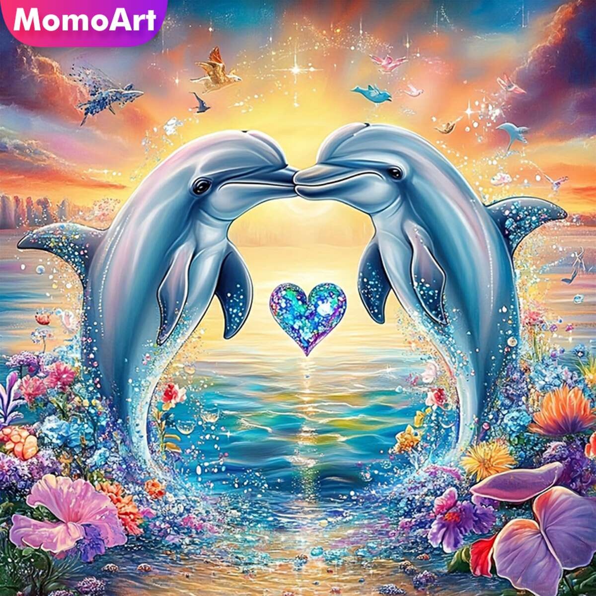 Photo Mosaic Print - Momoart nova chegada pintura diamante golfinho