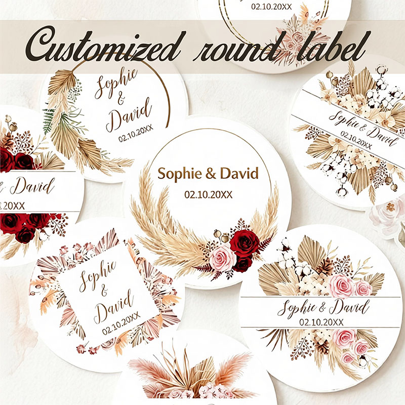 Personalized Name Box - Adesivos Personalizados Boho para Casamento com