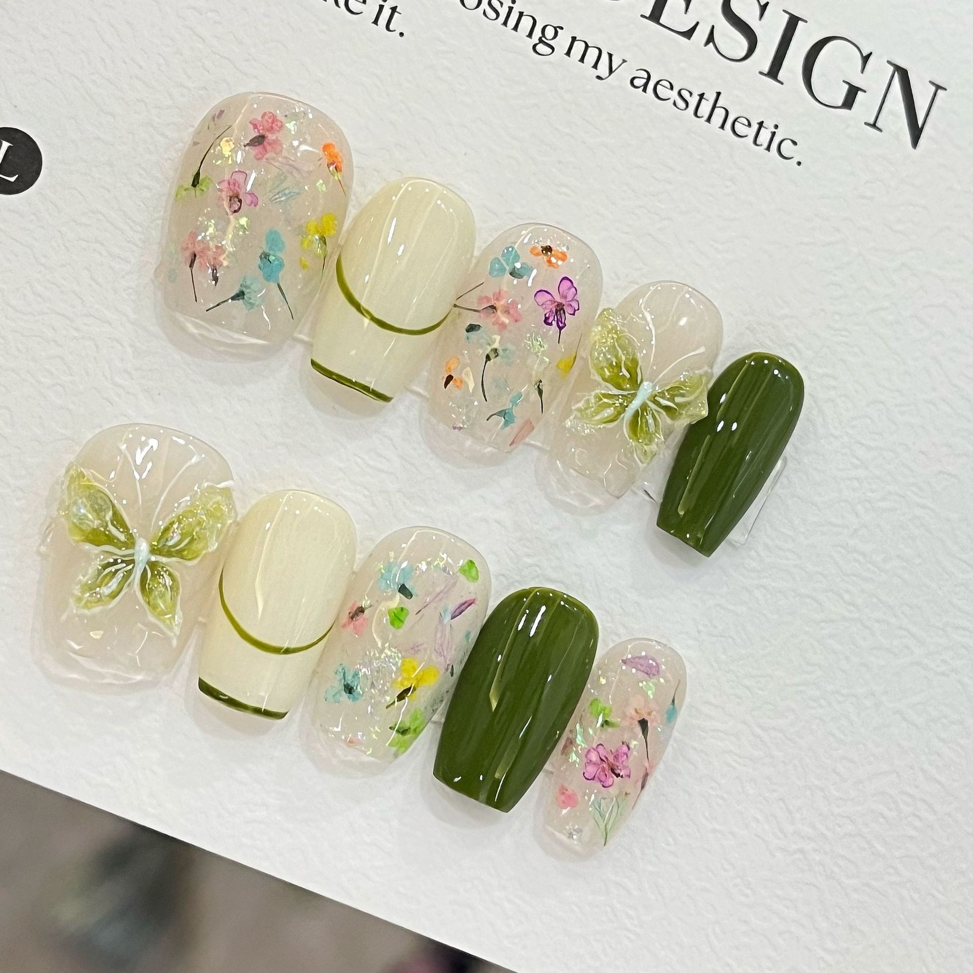 10 peças de Unhas Postiças Bor - Pressed Flower Art avaliação e preço