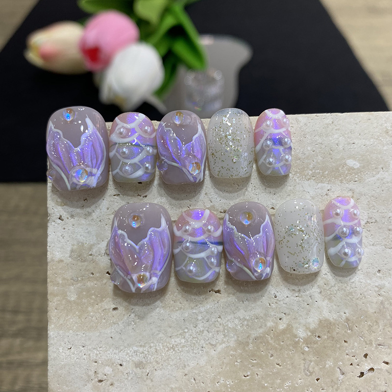 10 peças de Unhas Postiças Bor - Pressed Flower Art avaliação e preço