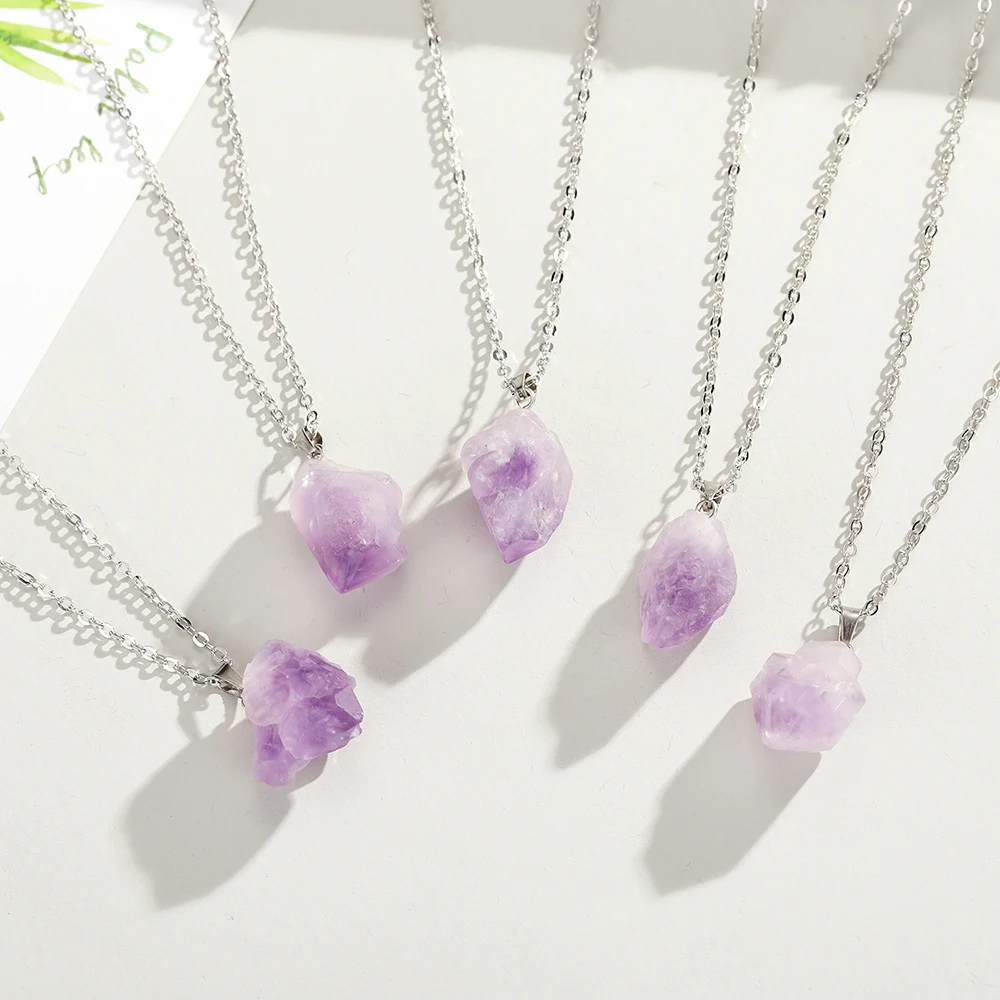 Natural uruguai ametista pedra - Birth Flower Necklace avaliação e preço