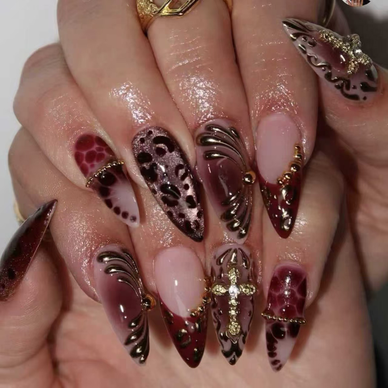 Unhas postiças médias para mul - Pressed Flower Art avaliação e preço