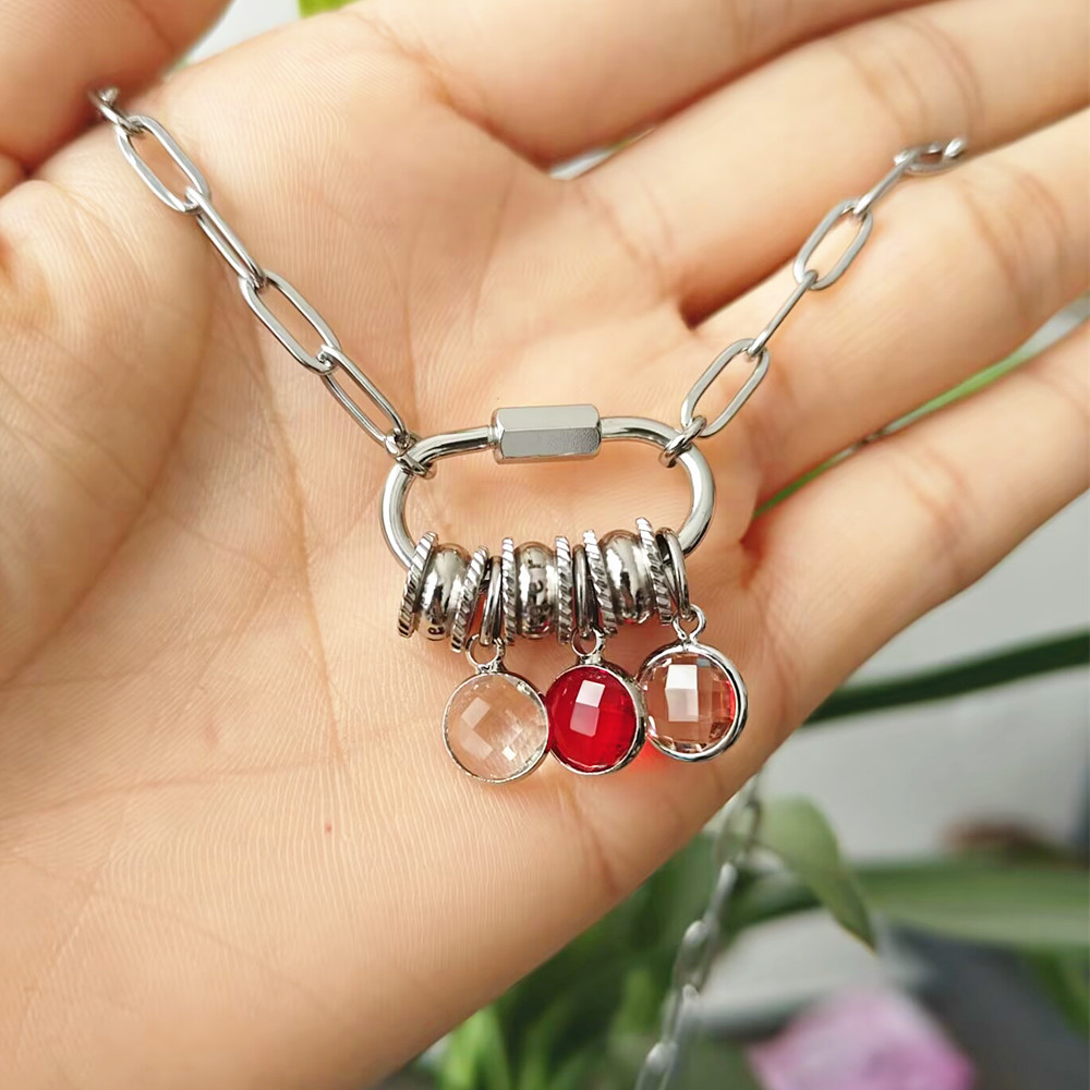 Personalizado mosquetão nome c - Birth Flower Necklace avaliação e preço